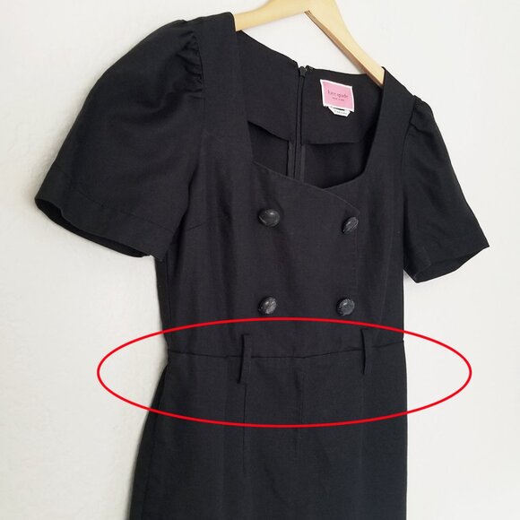 Kate Spade Linen Blend Twill Black Jumpsuit Size 2 Double Breasted Button $328 - Picture 15 of 16